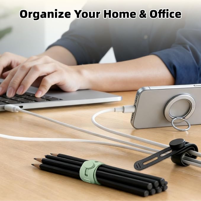 28Pcs Silicone Cable Ties Reusable, Multipurpose Cable Management Organizer, Adjustable Fastening Cable Straps with Locking Buckles, High Elasticity Cord Organizer, Travel Essentials (5.2in, Black) - Image 4