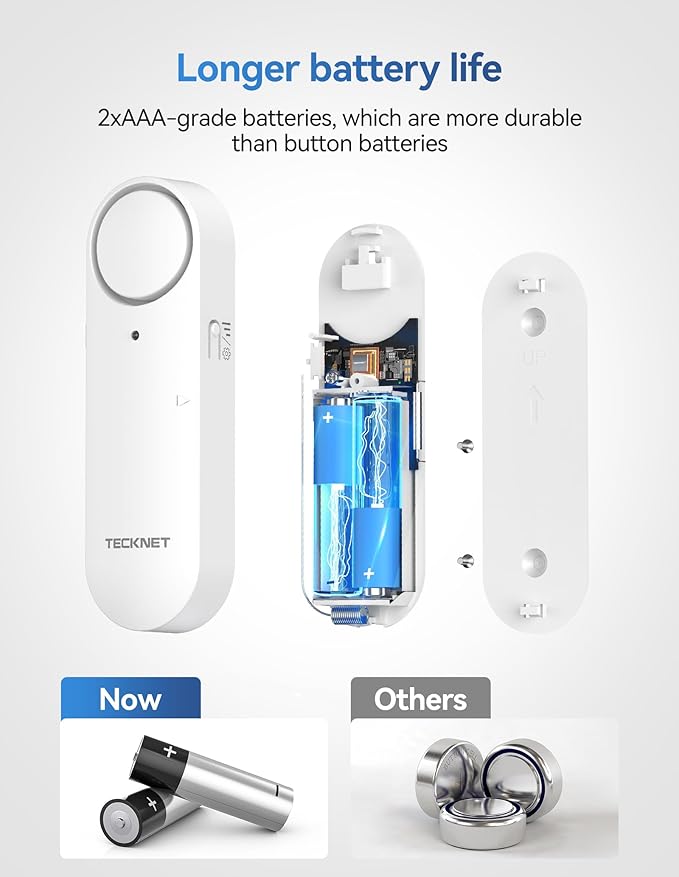 TECKNET Door Alarms When Opened, Window Door Alarm for Kids Safety, 2-in-1 Alarm & Chime, Door Sensor for Home Security, 3-Level Volume Control, Window Alarms for Garages, Apartment, 6Pcs - Image 4