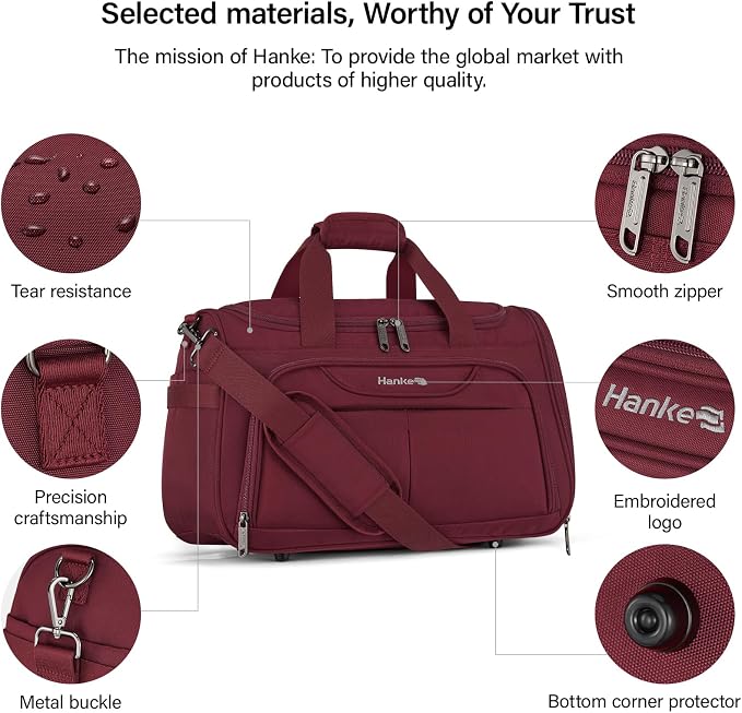 Hanke Small Underseat Carry On Luggage Bags for Travel with 10 Pockets. | Airline Approved Foldable Personal Bag w/ Luggage Sleeve; Tote Duffle & Bento Bag, Flight Attendant Weekender for Men & Women - Image 5