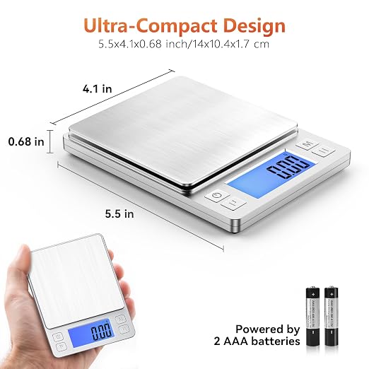 BOMATA 0.01g High Precision Jewelry Scale, 1000g Digital Gram Scale, Silver | Small & Portable Design with Hold, Tare & Counting Function, Precise for Gold, Bullion, Coins, Gemstones & Crafts - Image 3