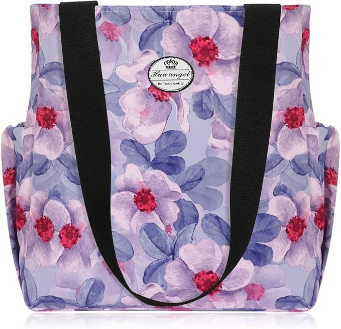 HUA ANGEL Floral Tote Bag - Casual Shoulder Bag Daily Tote Bag with Zipper Gym Travel Shopping Work Handbag for Women by Huaangel