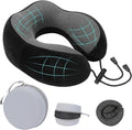 Travel Neck Pillow, 100% Memory Foam, U-Shaped with Storage Box, Black | 100% memory foam with 360-degree support & adjustable buckle. Compact storage box. Machine washable cover. Fits all necks. by Unknown