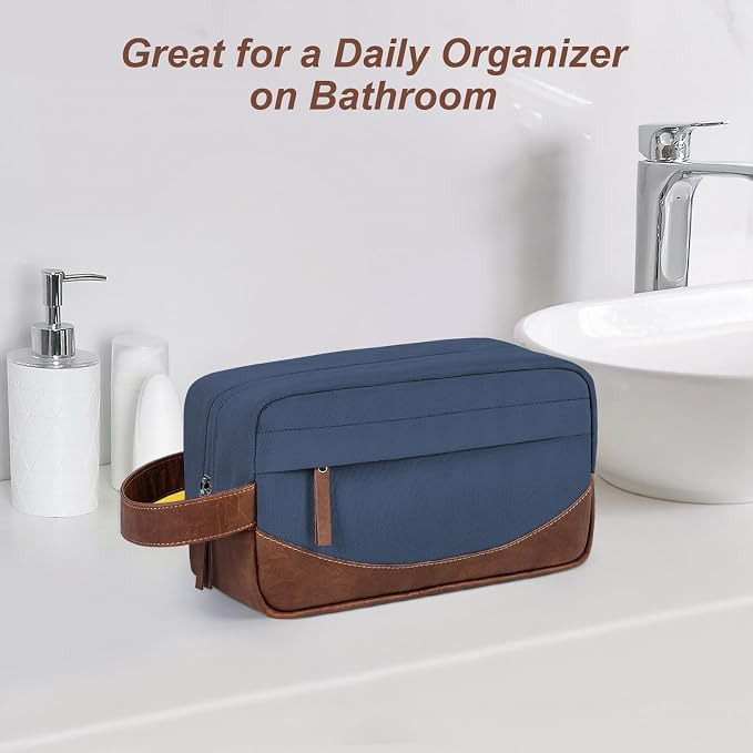 Travel Toiletry Bag for Men, Hanging Toiletry Organizer, Water Resistant Shaving Kit with Large Capacity for Travel Accessories (Blue, Medium) - Image 7