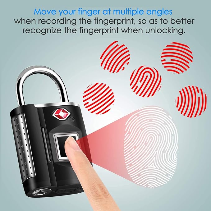 Fingerprint Lock, TSA Approved Smart Digital Locker Lock for Gym, Luggage, Travel, House Door, Suitcase, Backpack, School, Bike,Office, Keyless - Image 5