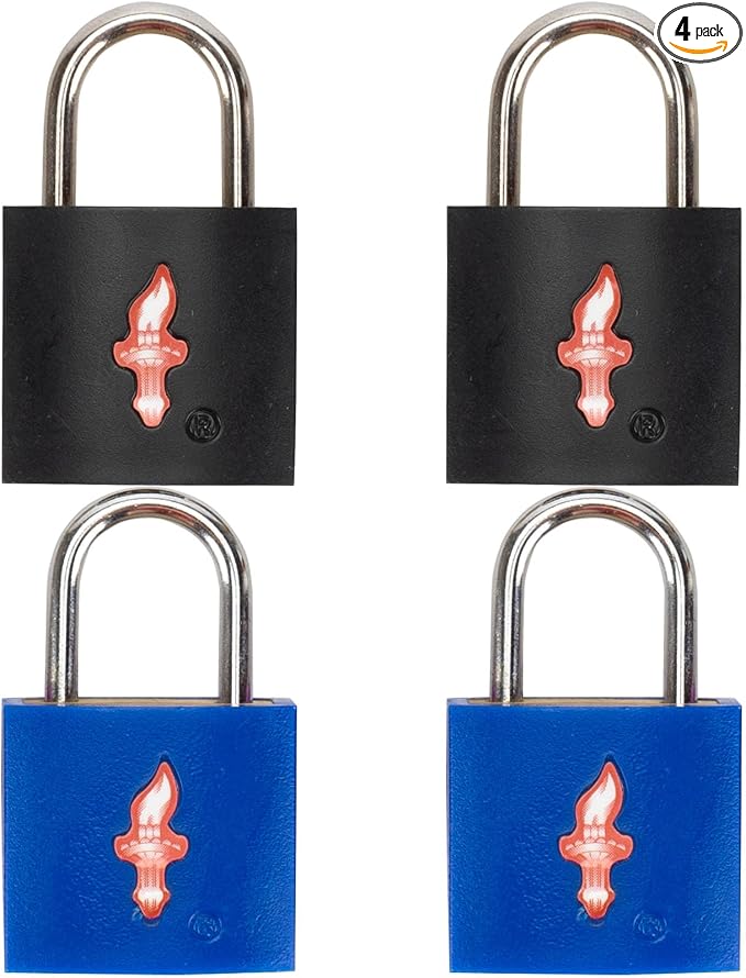 Safe Skies Keyed Alike TSA Lock 4-Pack, Black+Blue | 4 Locks, 8 Keys Total | Black & Blue Set | TSA Safe Skies Approved | Great for Small Families | 90-Day Warranty by Unknown
