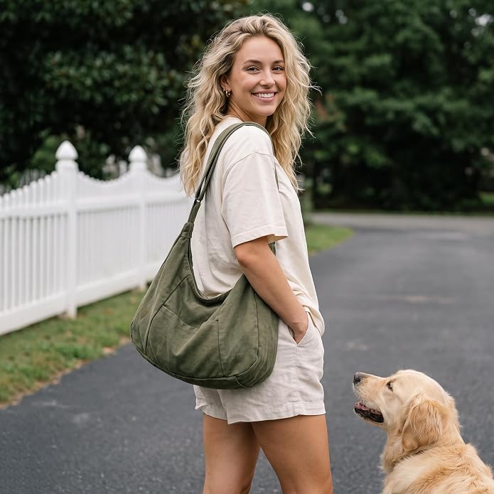 Canvas Hobo Crossbody Tote Bag for Women and Men Messenger Bags | Canvas Tote Bag With Zipper,Canvas Crossbody Bag,Canvas Hobo Bag,Shoulder Bag for Women,Travel Work College Purse Handbag - Image 3