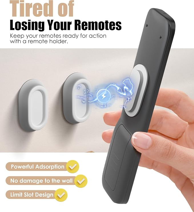 Magnetic Remote Control Holder Wall Mount for TV/Fan, 5Pack-White | No Drill Self-Adhesive TV Remote Holder for Bed, Silicone Remote Caddy, Bedside Organizer, RV Accessories - Image 5