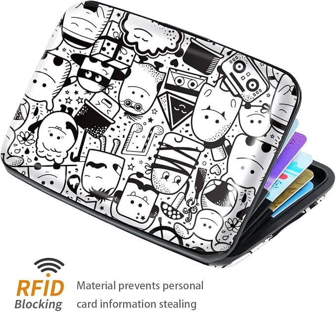Coco Rossi Credit Card Holder RFID Aluminum Small Mini Wallet Women | Metal Wallet, Business Cards Holder, ID Case, Slim Sleeves, Womens Girls Gift, Carry Proof Wallets for Travel, Cartoons - Image 3