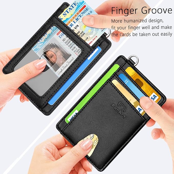 FurArt Slim Minimalist Wallet RFID Credit Card Holder for Men | slim minimalist compact rfid id window thin - Image 3