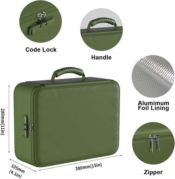 DocSafe 5200°F Fireproof Document Organizer Box with Lock, Green (Soft) | Heat Insulated 8 Layers File Protection Bag,Water-Resistant Zipper,Portable Home Office Travel Safe Storage for Files,Laptop - Image 9