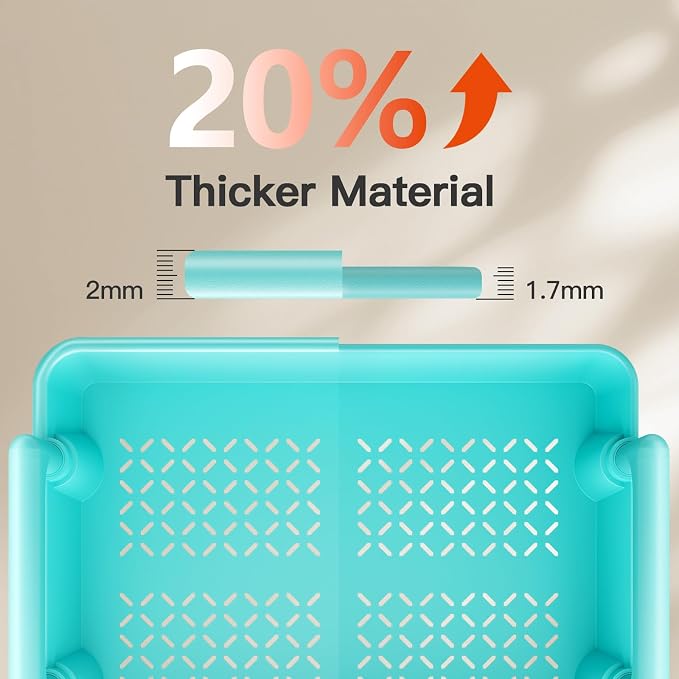 Pipishell 4 Tier Rolling Cart Organizer, Plastic Rolling Cart with Lockable Wheels & Reinforced Handle, Lightweight Utility Storage Cart for Nursery, Kitchen, Craft Room, Turquoise - Image 2