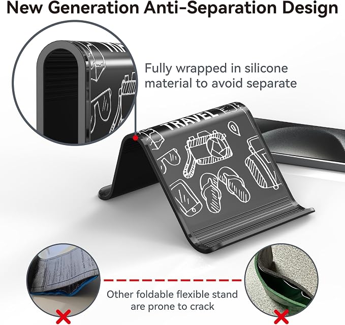 Airplane Phone Holder, Foldable Flexible Silicone Phone Stand | Tablet Mount for Flying, Home Office, Desk and Bedroom, Compatible with iPhone, Smartphones for Hands-Free Viewing, White - Image 4