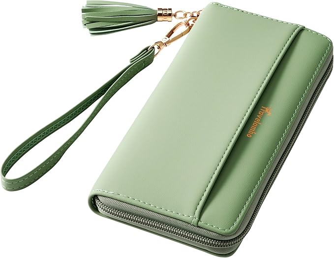 Travelambo Wristlet Wallet Women RFID Bifold Large Capacity Clutch Purse | Tassel, Zipper Coin Pocket, Card Holder Wallet, Gifts for Women by Travelambo