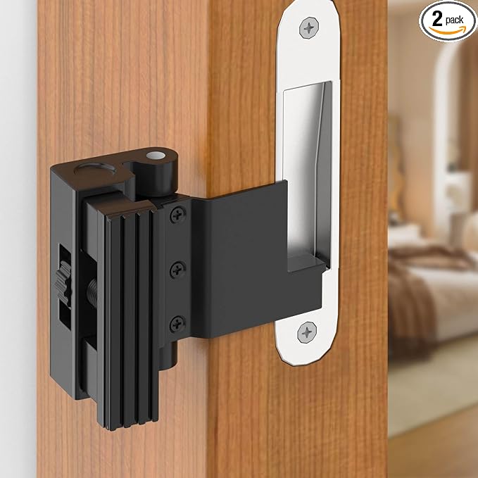Upgraded Portable Door Lock for Travel & Home - No Drill Adjustable Security Lock for Inward Swing Doors, Fits Apartments & Hotels, Withstands 800lbs Force (2, Black - Portable) by Unknown