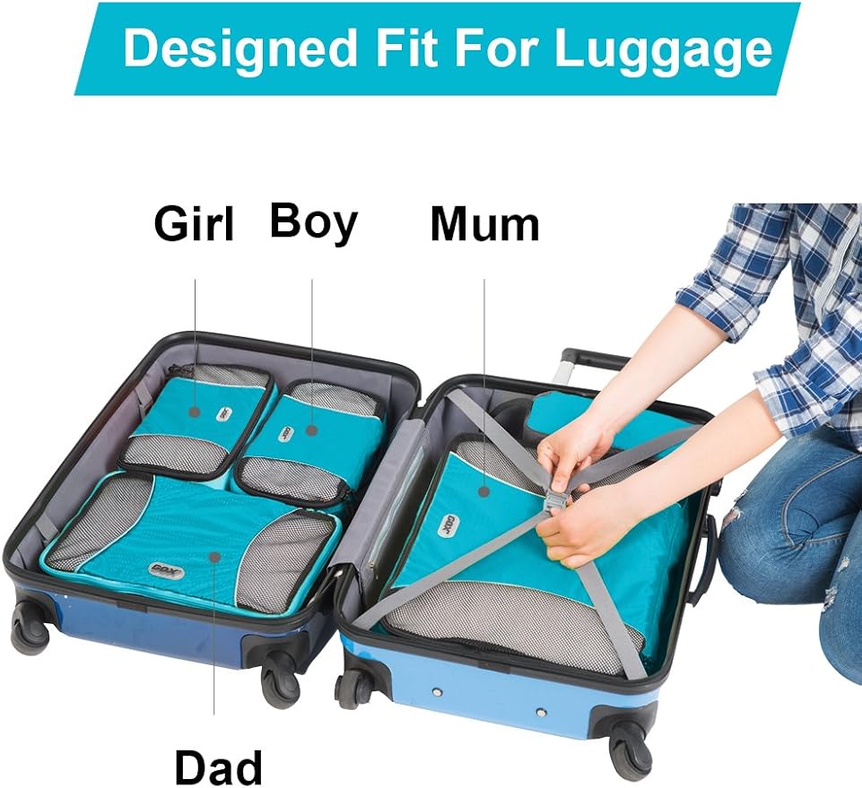 GOX Ultra Light 5 piece Packing Cubes Travel Luggage Organizer 1 Large 2 Medium 2 Small - Image 4
