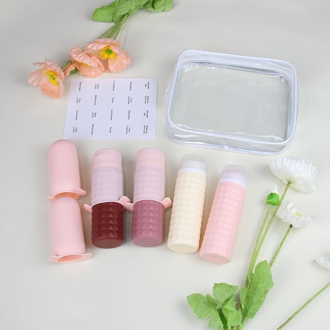 Travel Bottles for Toiletries, TSA Approved Travel Size Containers with Silicone Bottle Covers, Leak Proof Silicone Shampoo Bottles, Small Toiletry Containers for Shampoo Conditioner Lotion - Image 2