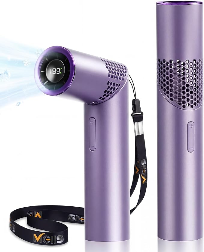 High Speed Handheld Fan, 20000RPM Turbo, 199 Speeds, Rechargeable | 20000RPM turbo fan with 199 speeds, LED display, 3000mAh battery for travel, commuting, camping, and office by MEIIS
