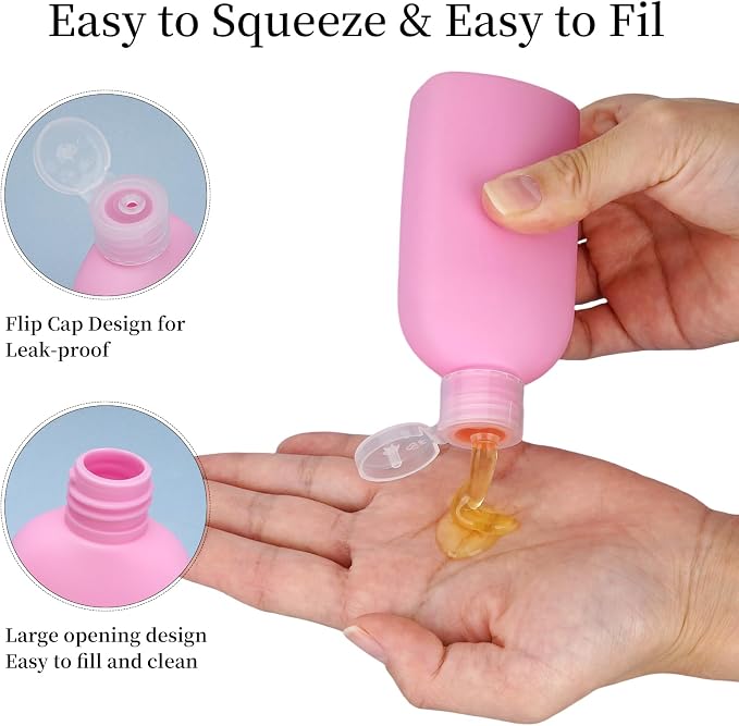 Cosywell Travel Bottles for Toiletries 3.4oz Travel Size Containers | TSA Approved Toiletry Bottles, Leak Proof Refillable Squeeze Bottle, with Lable and a Toiletry Bag - Image 4