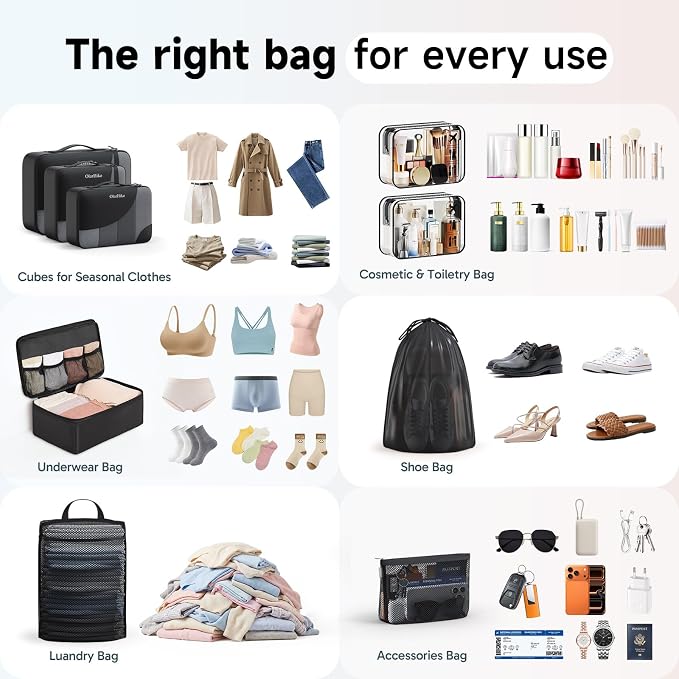 9 Set Packing Cubes for Travel, Gifts for Women Mom,Anti-Tearing Suitcase Organizer,OlarHike Vacation Essentials & Accessories for Cruise Ship - Image 8