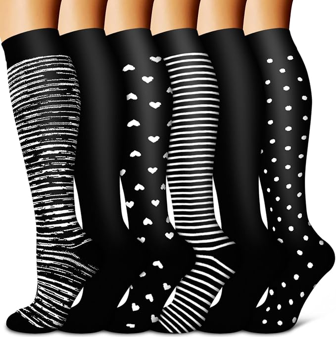 Copper Compression Socks for Women & Men (6 pairs) - Best Support for Nurses, Running, Hiking, Recovery by BLUEENJOY
