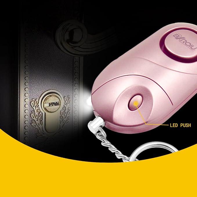 BXROIU 2 Pack Personal Safety Alarm for Women (Rose Gold + Black) | Loud Keychain Emergency Alarm with LED Light, Portable Safety Siren for Walking, Travel, Jogging & Night Safety - Image 5