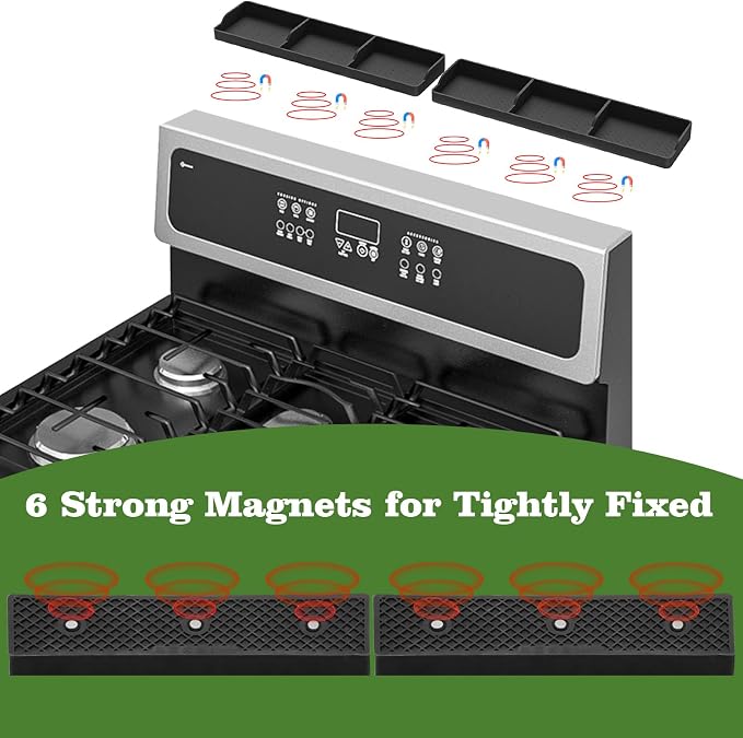 Stove Top Shelf 30 Inch-Silicone Material Magnetic Shelf for Stove-two part | 3 Functional Partitions,Heat Resistant Kitchen Spice Rack Organizer - Image 3