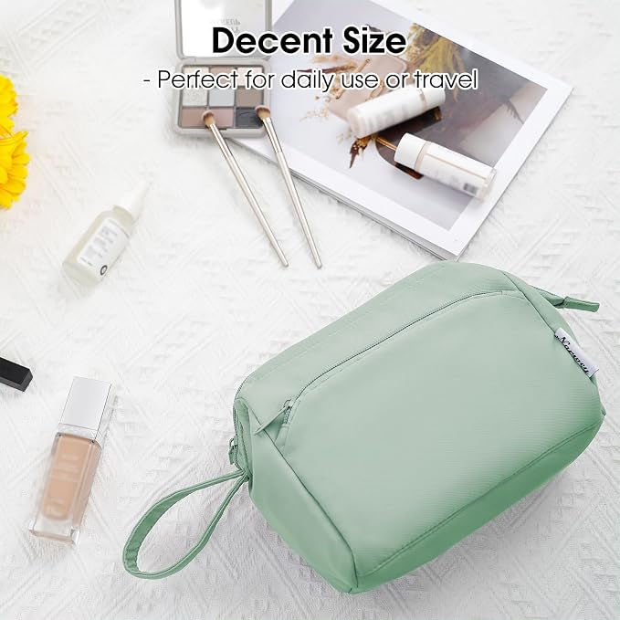 Narwey Wide-open Makeup Bag Women Girls, Travel Toiletry Bag for Women Cosmetic Bag Organizer Make up Bag with Compartments Toiletries Medicine Bag (Mint Green) - Image 7