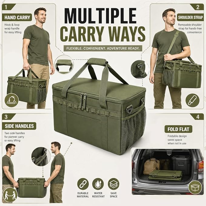 40L Waterproof 600D Camping Storage Bag Modular Organizer Outdoor Gear Kitchen Carry Case | 40L Large Capacity with Removable Dividers – Custom layout for camping cookware, tools & daily outdoor supplies - Image 4