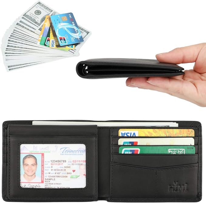 HIMI Wallet for Men-Genuine Leather RFID Blocking Bifold Stylish Wallet With 2 ID Window - Image 2