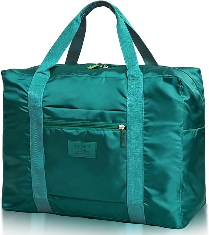 Travel Duffel Bag Lightweight Foldable Travel Bag for Women and Men Waterproof Tote Carry On Luggage Weekender Overnight Bag (Green) by INVODA