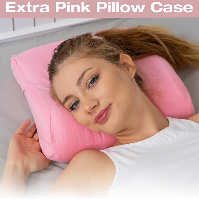 alkamto Travel & Camping Comfortable Memory Foam Pillow – Easy to Carry Portable Bag – Temperature Regulating Pillow Case (Pink Contour + Extra Cover) - Image 7