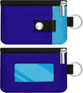 Minimalist RFID Blocking Small Wallet with ID Window,WaterResistant Zip Id Case Wallet with Lanyard Keychain for Cards,Cash,Travel,Women,Men (Sapphire Blue/Lake Blue) by CCUMI