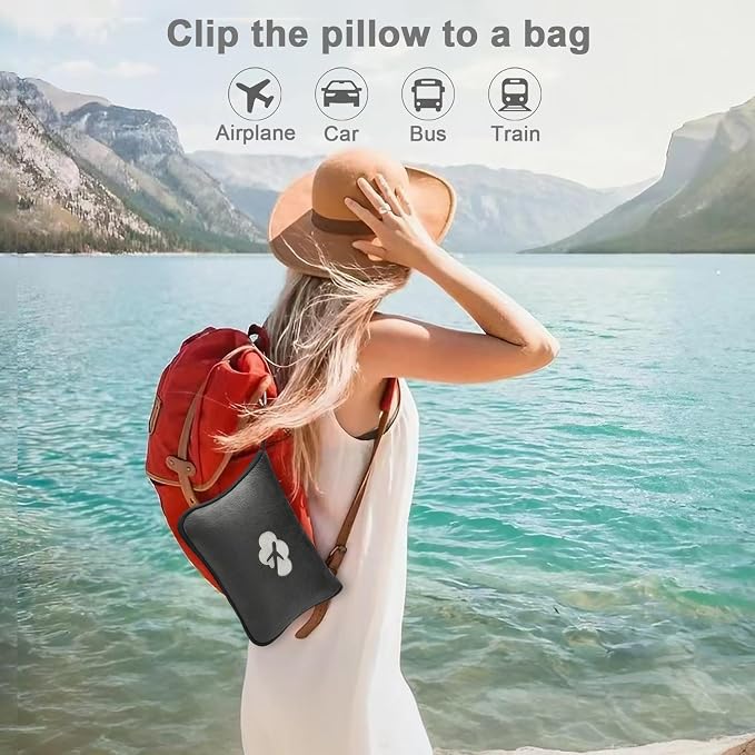 Travel Blanket and Pillow Compact, Premium Soft 2 in 1 Airplane Blanket with Soft Bag Pillowcase，Hand Luggage Sleeve and Backpack Clip (Solid Grey) - Image 2