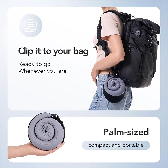 Travel Neck Pillow Airplane Neck Support Ergonomic Design for Traveling | 100% Pure Memory Foam Suitable for Airplanes,Offices and Cars, Cool Black, Standard, C-Shape - Image 5