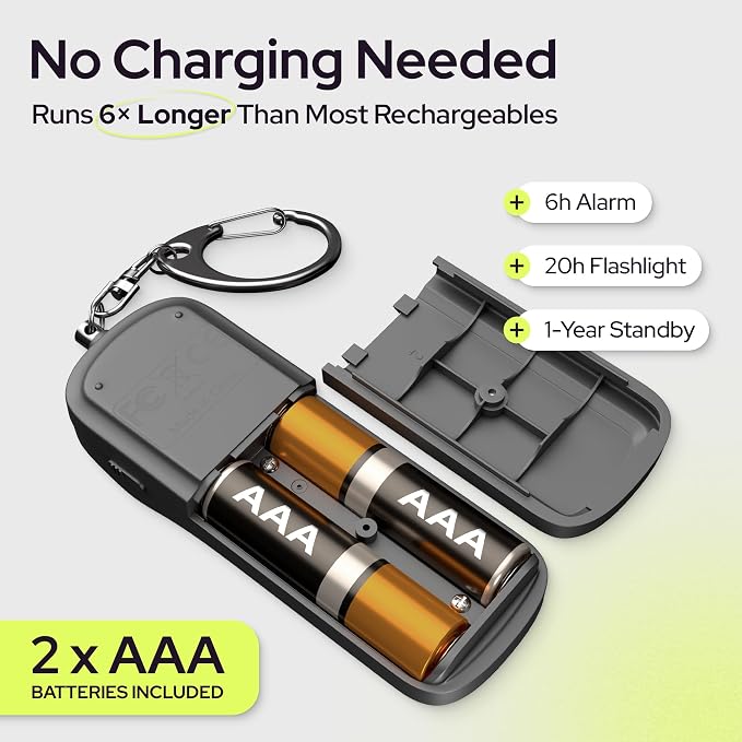 Personal Alarm Keychain for Women Self Defense - Loud Safety Whistle Alert Device with LED Light – 130 dB Emergency Security Handheld Siren Key Chain by WETEN, Black | 130dB Siren, LED Light, Panic Pin, Self-Defense Device, Emergency Whistle Alternative - Image 4