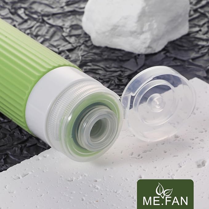 ME.FAN Travel Bottles for Toiletries, TSA Approved 3oz Silicone Journey Size Containers, Portable Split Bottle for Conditioner, Shampoo, Lotion- 4 Pack Bright - Image 3