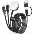 Travel Essentials,3 in 2 USB C Cable for Apple Watch Charger,iPhone Charger,Multi Charging Cable,Cruise Vacation Camping Portable for iWatch Series 11-2/Ultra/SE & iPhone 17-12,Car,Black-6FT by ChargeBeyondPowerWithin