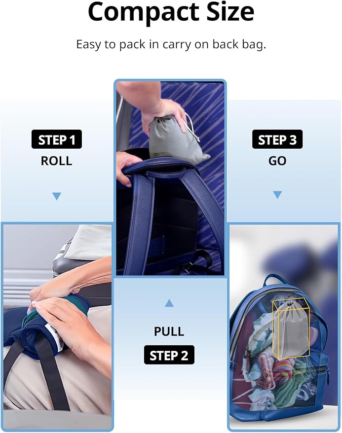 Travel Pillow for Airplane, 360° Head Support for Long Flight | Seat Strap System, On Headrest, Stable Comfort, Stop Bobblehead, 3D Eye Mask Airplane Pillow, Travel Accessories, Royal Blue - Image 6