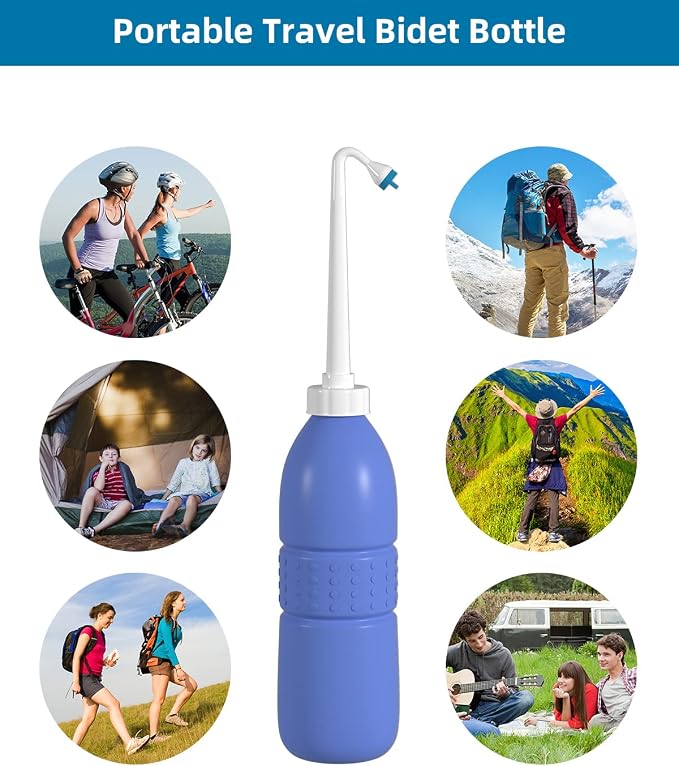 Hibbent 2 Pack 620ml Portable Bidet Sprayer for Women or Men, Handheld Travel Bidet for Personal Hygiene, Jet Spray Bottle for Toilet & Bathroom, Peri Bottle for Postpartum Care, Travel Bag, Purple - Image 5