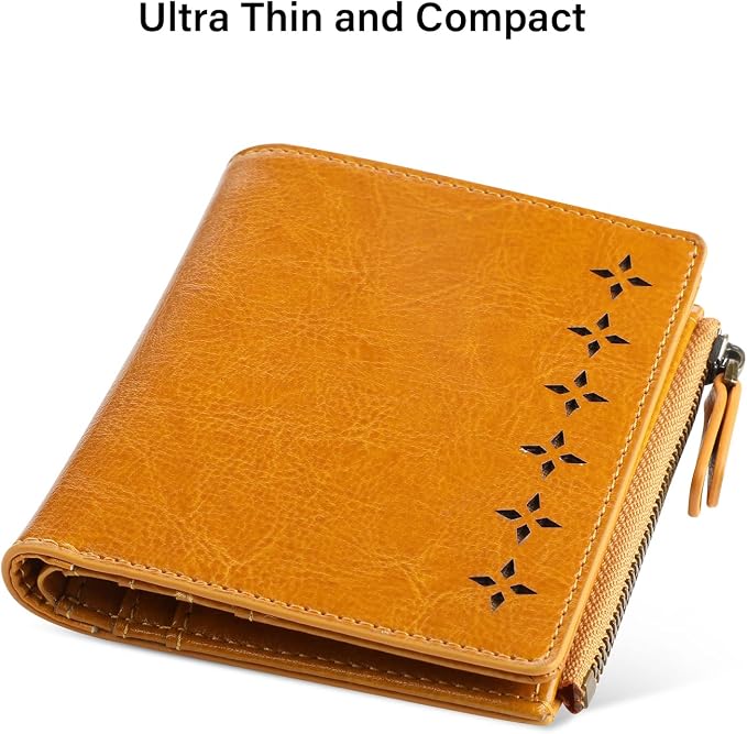 Ultra Thin Small Compact Leather Womens Girls Wallets RFID Blocking Credit Card Holder for Women - Image 3