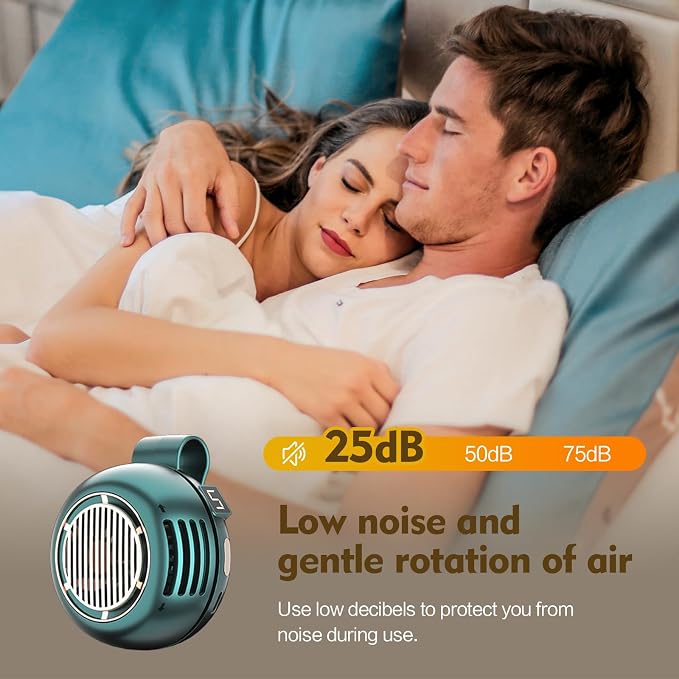 Portable Silent Mini Bladeless Electric Fan,Small fan Clip on for Shirt & Waist,2026 New Mini Bladeless Fan Clip On,Adjustable 3-Speed For Outdoor & Travel & Office,Gift (green with display) - Image 5