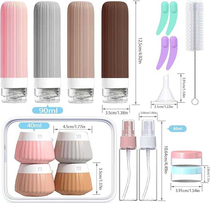 18Pack Travel Bottles for Toiletries TSA Approved Silicone Travel Containers for Toiletries, Leak Proof Refillable Liqus Shampoo And Conditioner travel Essentials toiletry Bottles (BPA Free) - Image 2