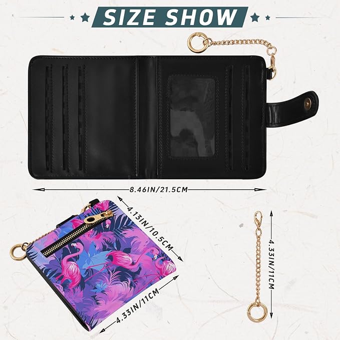 Pink Flamingo Women's Wallets RFID Blocking,Credit Card Holder Bifold Wallet,Slim Card Cases,PU Leather Travel Wallet for men Girls - Image 3