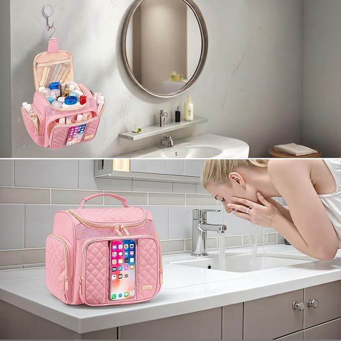 Tealari Large Toiletry Bag for Women Men,Bathroom Bag,Water Resistant Shower Bag,Makeup Bag,Portable Shower Caddy for College Dorm,Hanging Travel Toiletry Bag with Transparent Waterproof Phone Pocket - Image 8