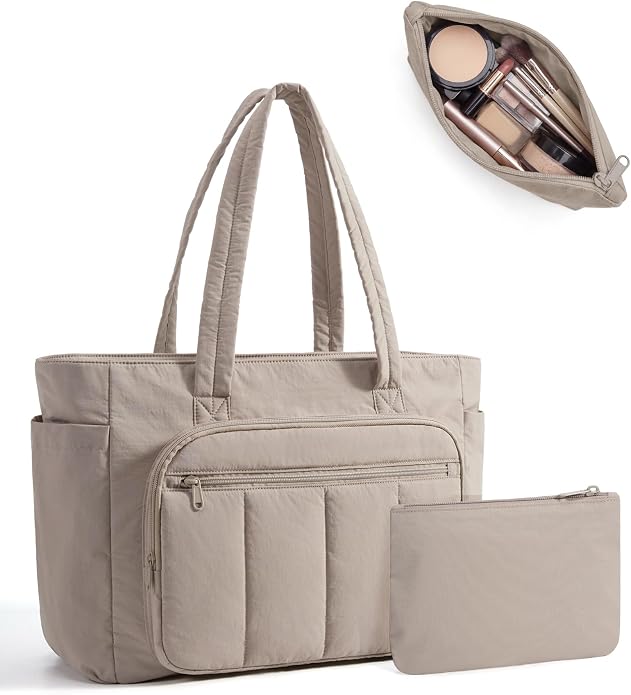 BAGSMART Tote Bag for Women, 2 Set Work Tote Bag with Zipper | 20L Capacity, 15.6'' Laptop Quilted Nurse Handbags for Work Travel College - Image 9
