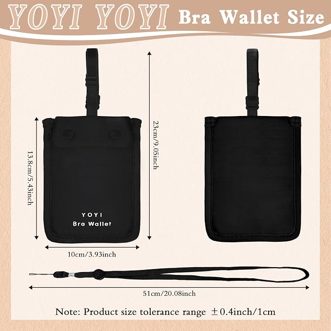 YOYI YOYI RFID Blocking Bra Wallet Neck Strap Hidden Pocket Cash Card | Skin-friendly fabric so thin it disappears inside your bra, RFID blocking keeps cards and cash secure from theft on the go - Image 2