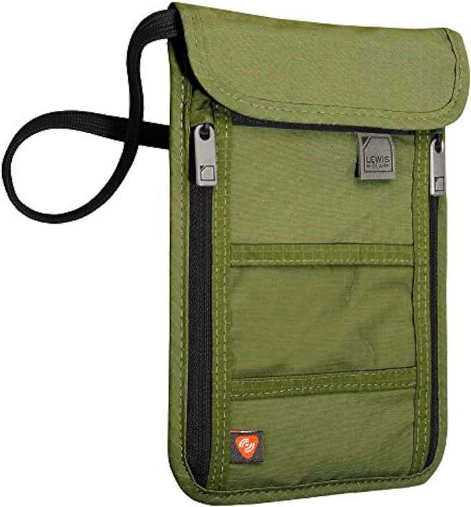 Lewis N. Clark Men's RFID Blocking Stash Wallet, Travel Neck Pouch Passport Holder for Women & Men, Olive, One Size by LewisNClark