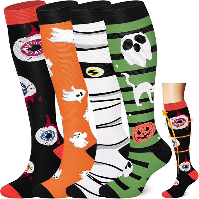 ACTINPUT Copper Compression Socks Men & Women 4 Pairs,Best Support for Nurses,Running,FLying,Athletic by ACTINPUT