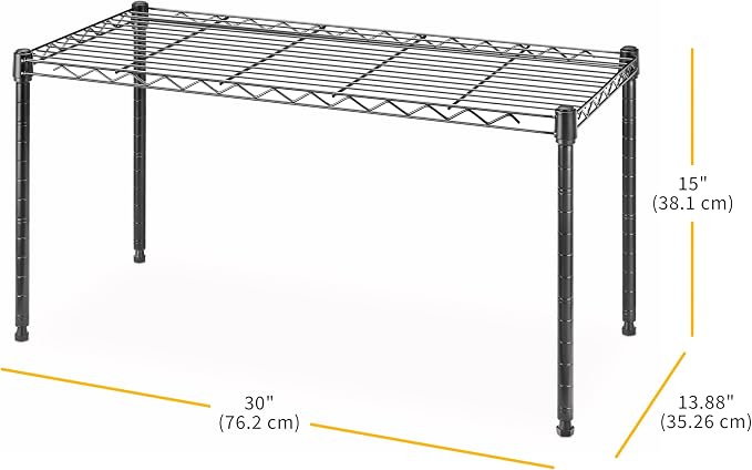 Whitmor 1 Tier Shelving Units, Wire Rack Storage Organizer, 30" L x 14" W x 15" H, Black - Image 3