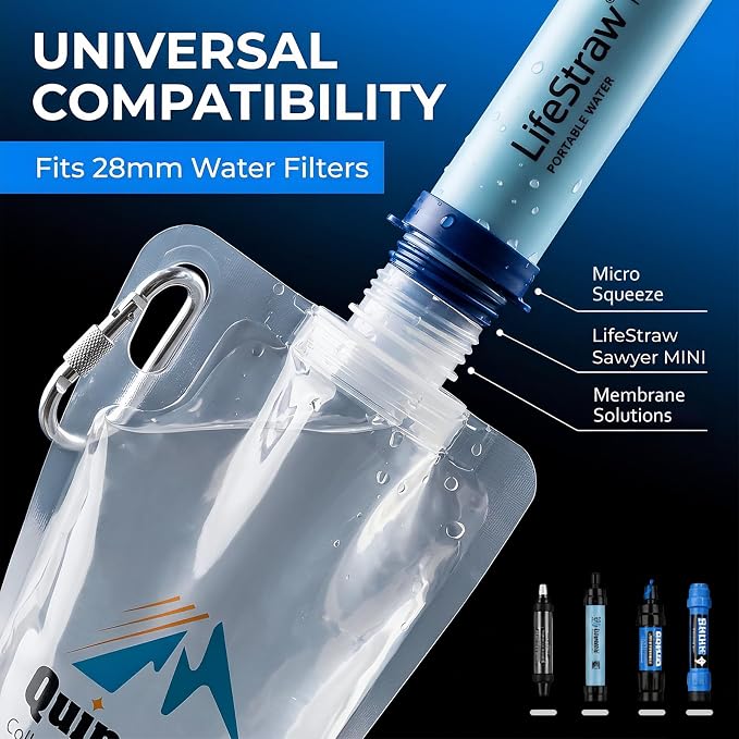 Quinnsus 2-Pack 1L Collapsible Water Bottles, 33oz BPA-Free Reusable Plastic Flasks, Foldable Backpacking Water Bottle Bag for Traveling, Hiking, Camping, Running - Image 5